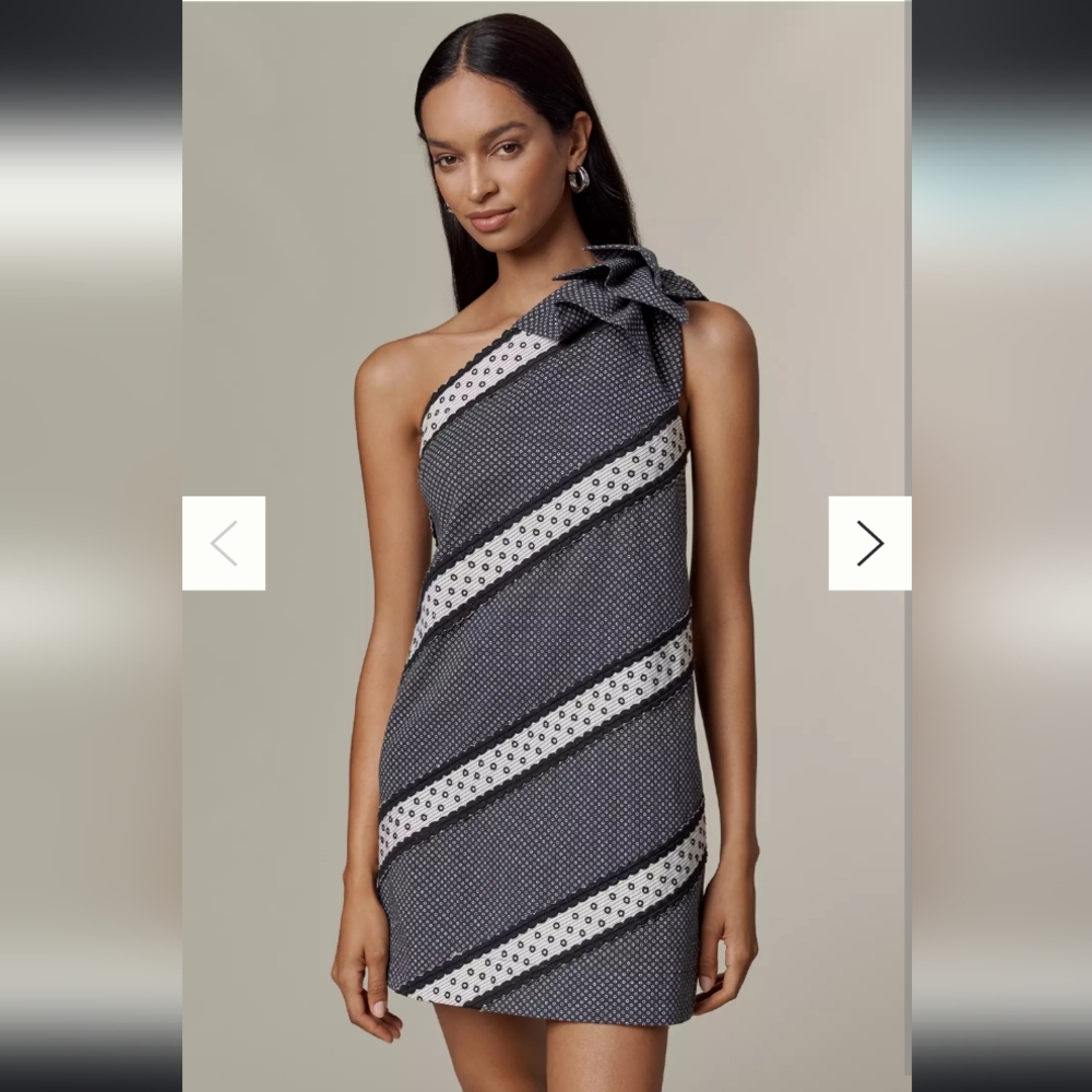 Elegant Black and White One-Shoulder Dress